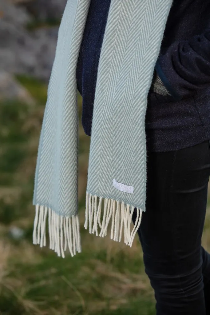 Foxford Cashmere Scarf | Sage & White