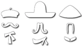 Frantic Stamper Precision Die - International Hats & Mustaches (set of 9 dies)