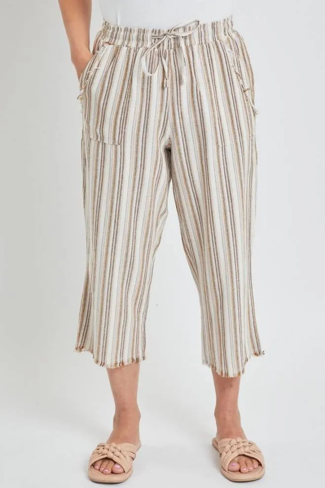 Frayed Striped Culottes