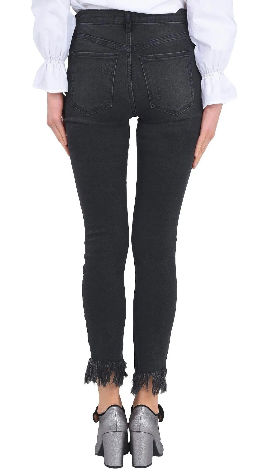 Free People Great Heights Frayed Skinny Black