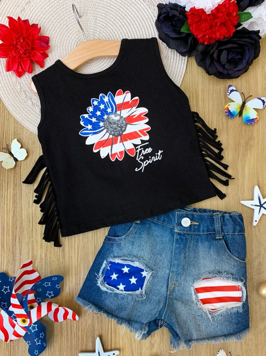 Free Spirit Denim Shorts Set