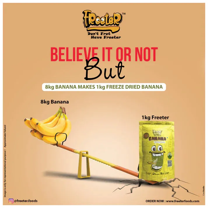 Freeter Beloved Banana |100% Natural Freeze Dried | No Added Sugar | No Preservatives - 20 Grams