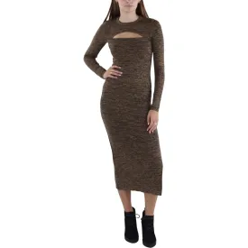 French Connection Womens Cut Out Mid Calf Sweaterdress