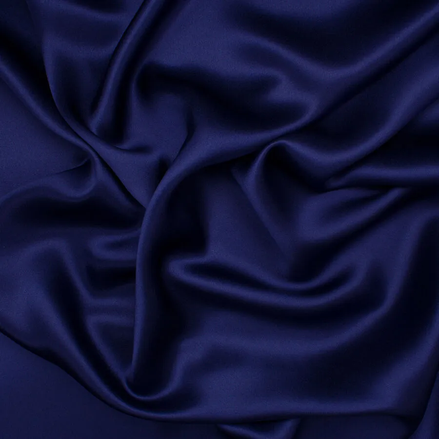 French Navy Blue Silk Satin