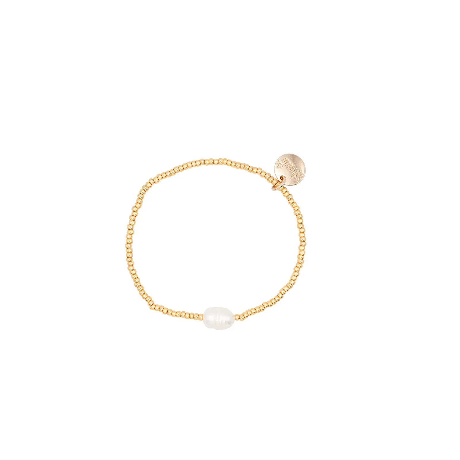 Freshwater Pearl Gold Beaded Ball Stretch Stacking Bracelet