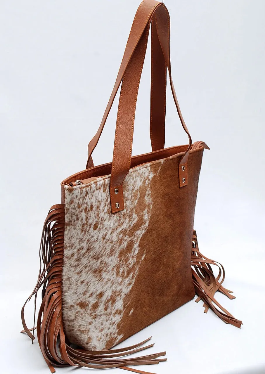 Fringes Tote Bag | Beautiful Cowhide Leather Handbag