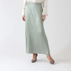 Frozen Sage Satin Maxi Skirt