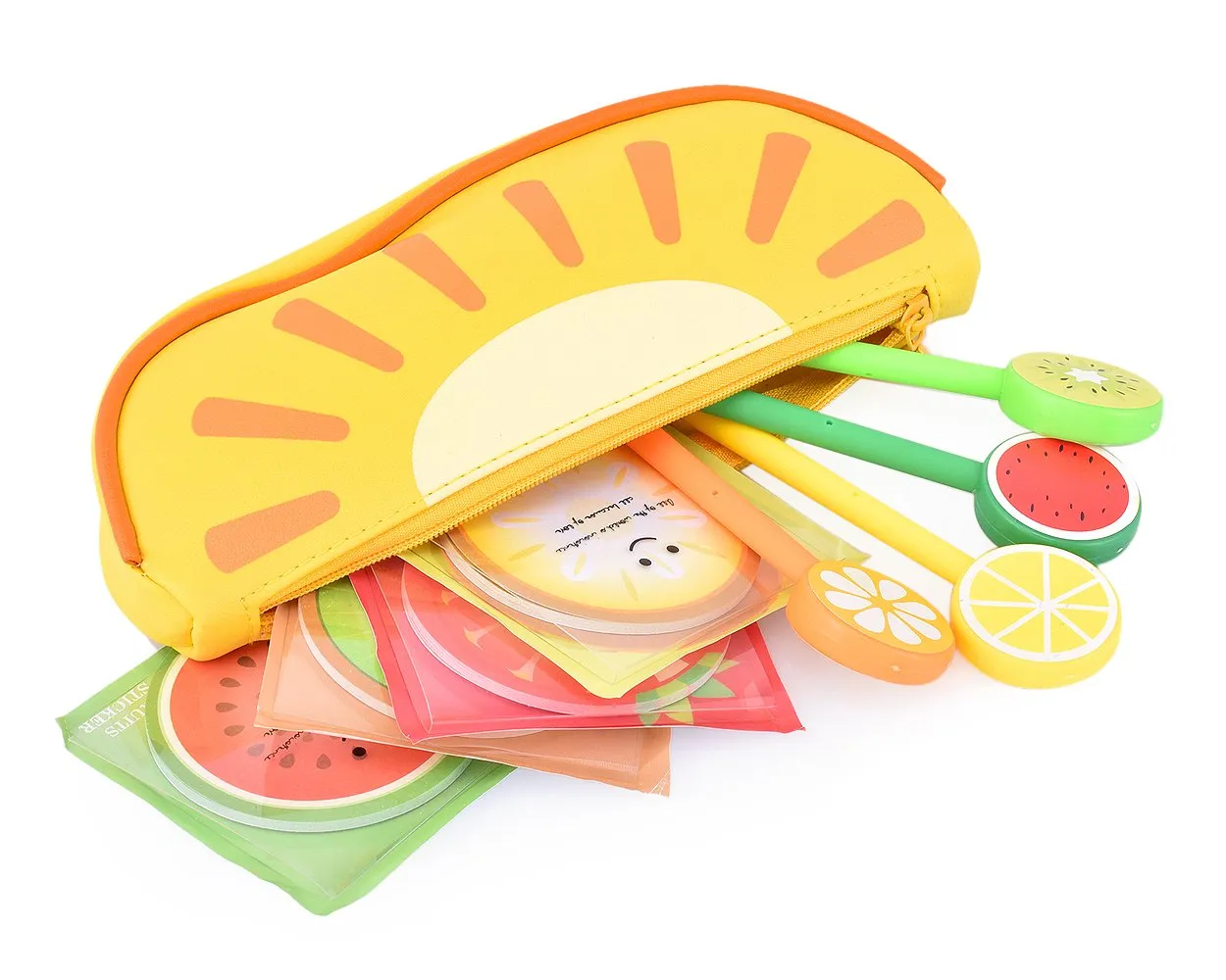 Fruit Shaped Stationery Set with Pencil Case Pens and Sticky Notes - C