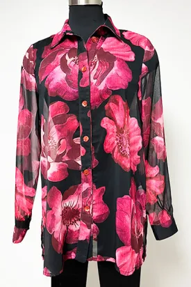 Fuchsia Floral Long Sleeve Button Down