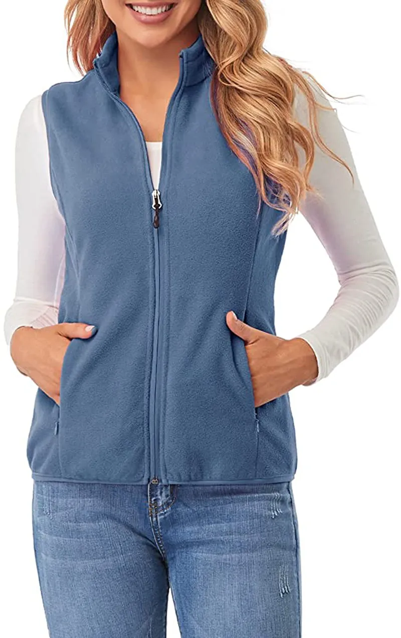 Fuinloth Women's Fleece Vest, Polar Soft Sleeveless Classic Fit with Zip up Pockets