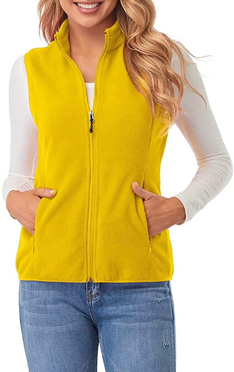 Fuinloth Women's Fleece Vest, Polar Soft Sleeveless Classic Fit with Zip up Pockets