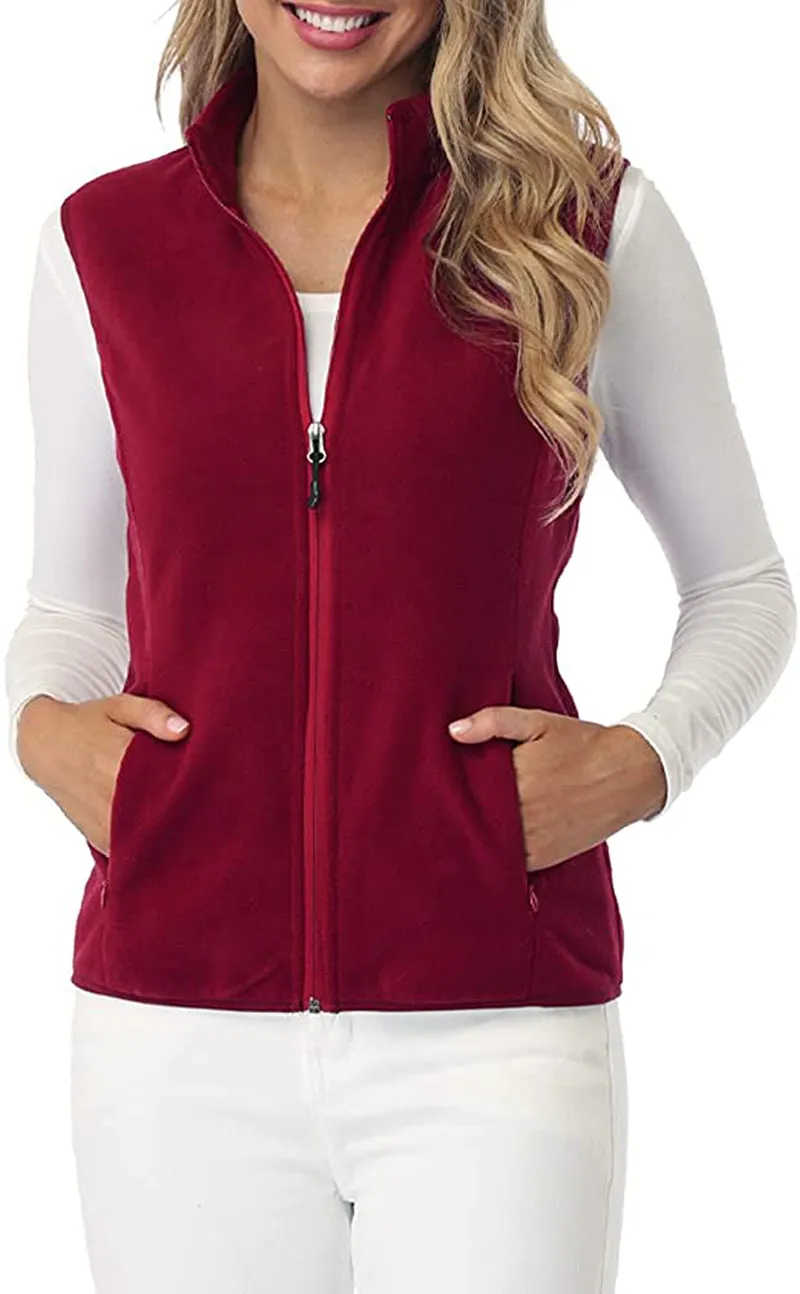 Fuinloth Women's Fleece Vest, Polar Soft Sleeveless Classic Fit with Zip up Pockets