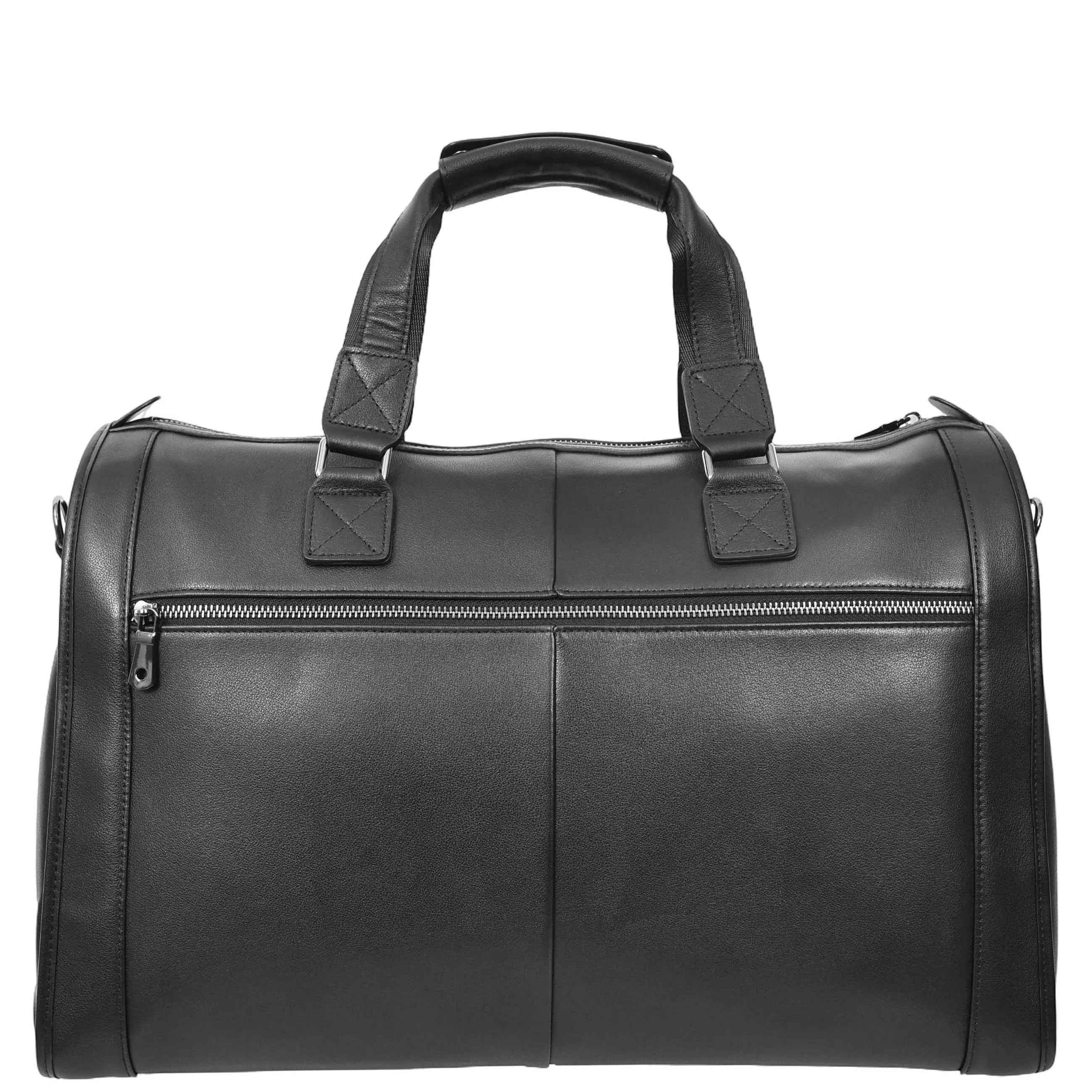 Full Leather Holdall Weekend Travel Duffel Bag for Men, Women AL07 Black