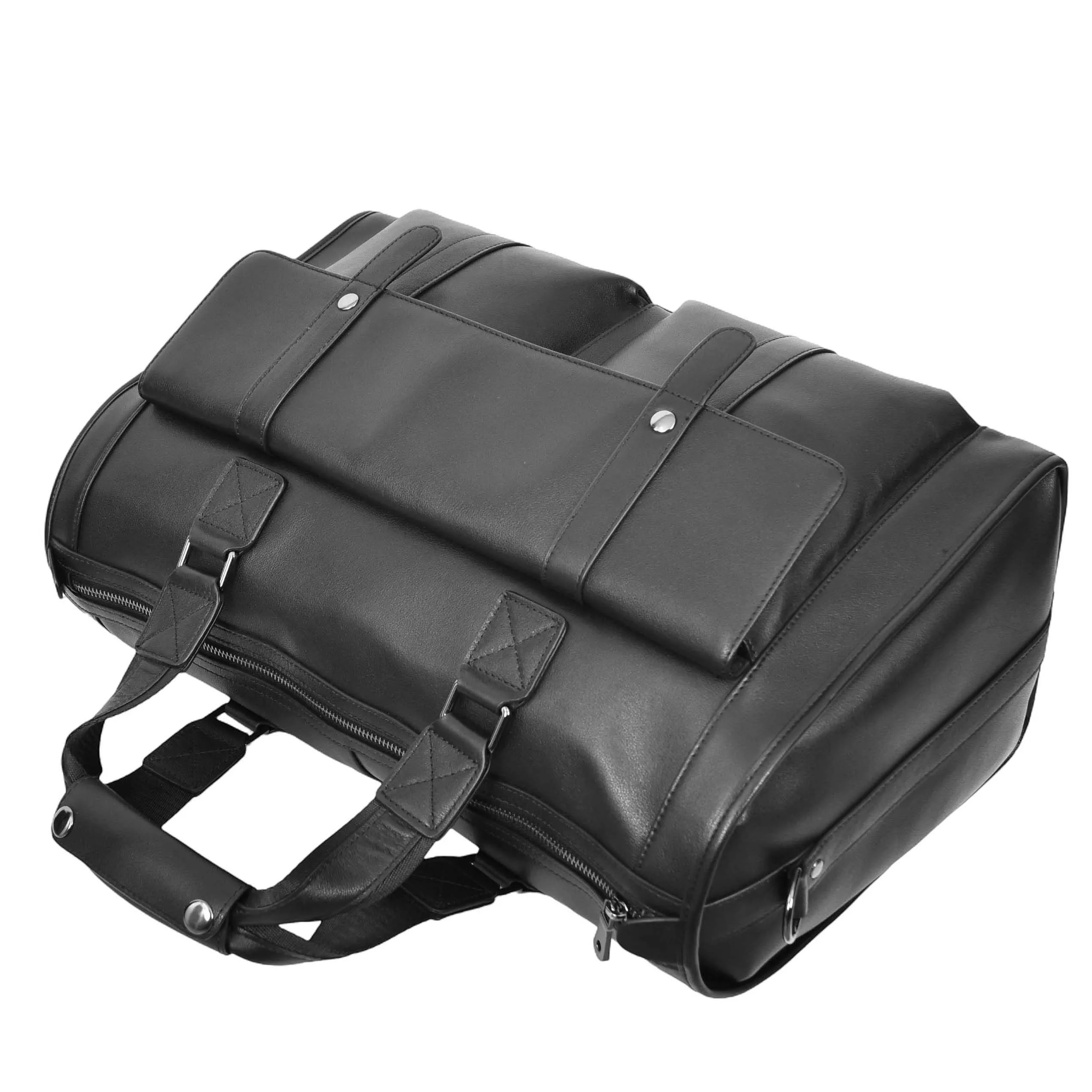 Full Leather Holdall Weekend Travel Duffel Bag for Men, Women AL07 Black