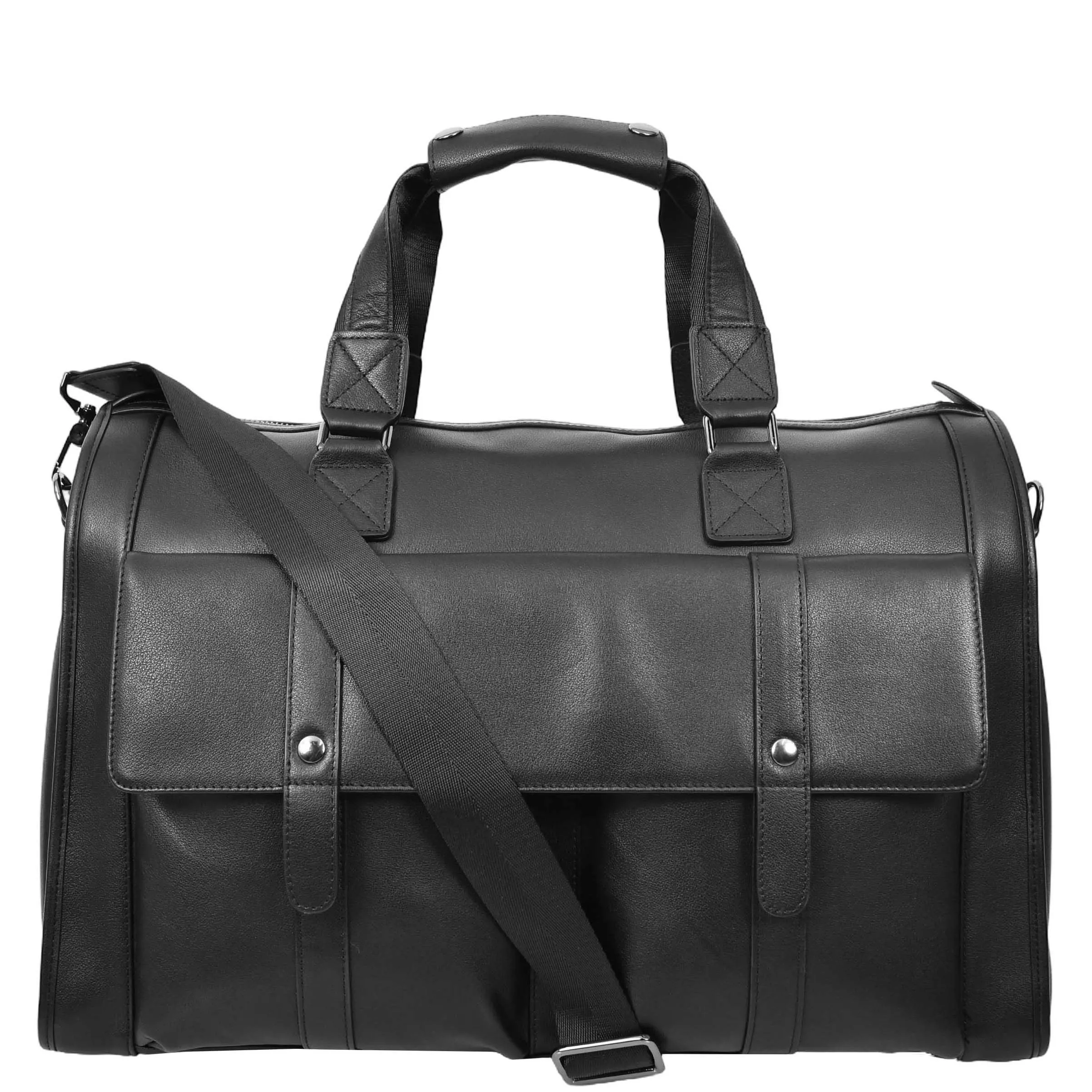 Full Leather Holdall Weekend Travel Duffel Bag for Men, Women AL07 Black