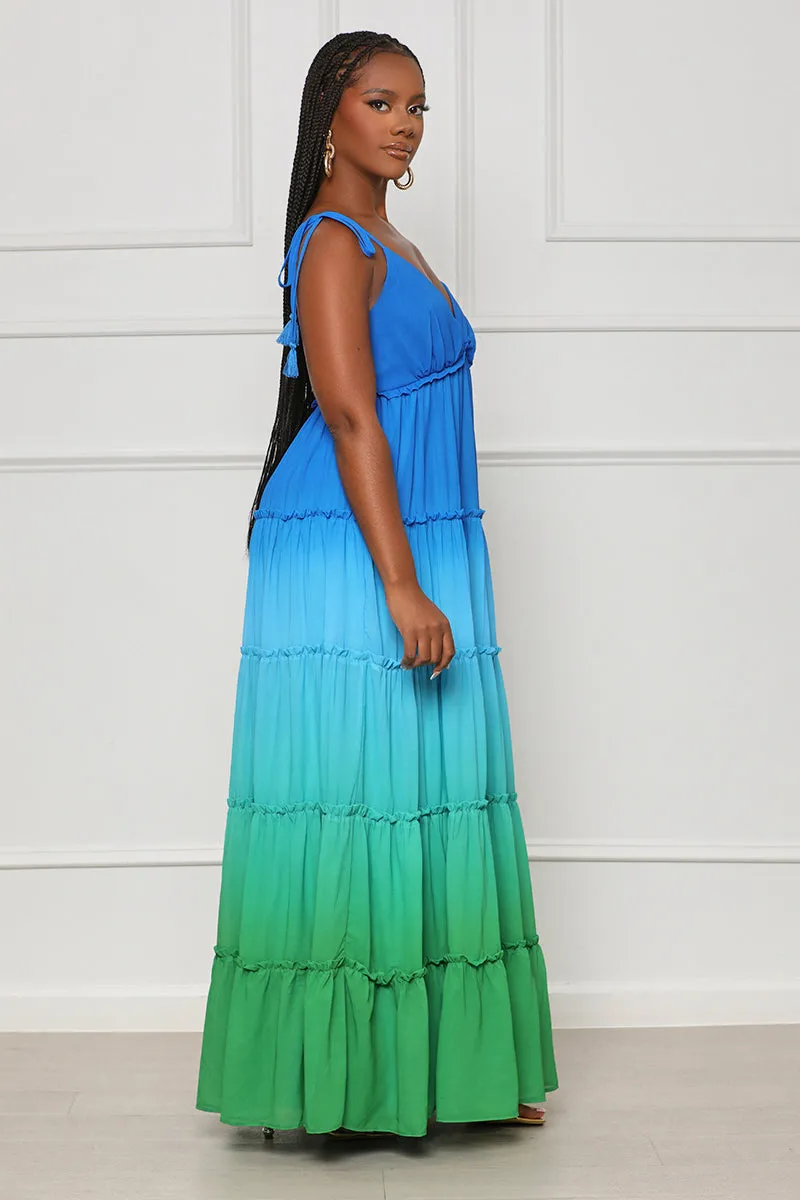 Full Of Color Ombre Maxi Dress (Blue Multi)- FINAL SALE