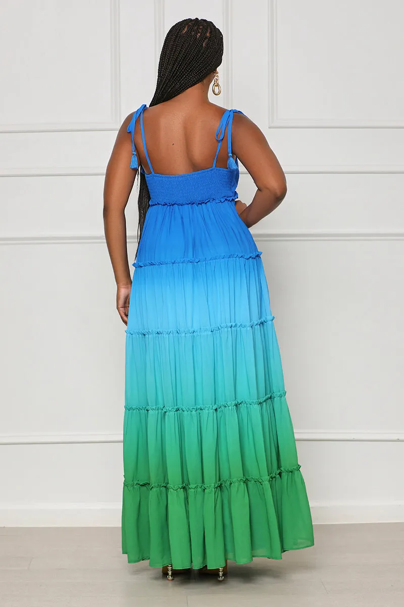 Full Of Color Ombre Maxi Dress (Blue Multi)- FINAL SALE