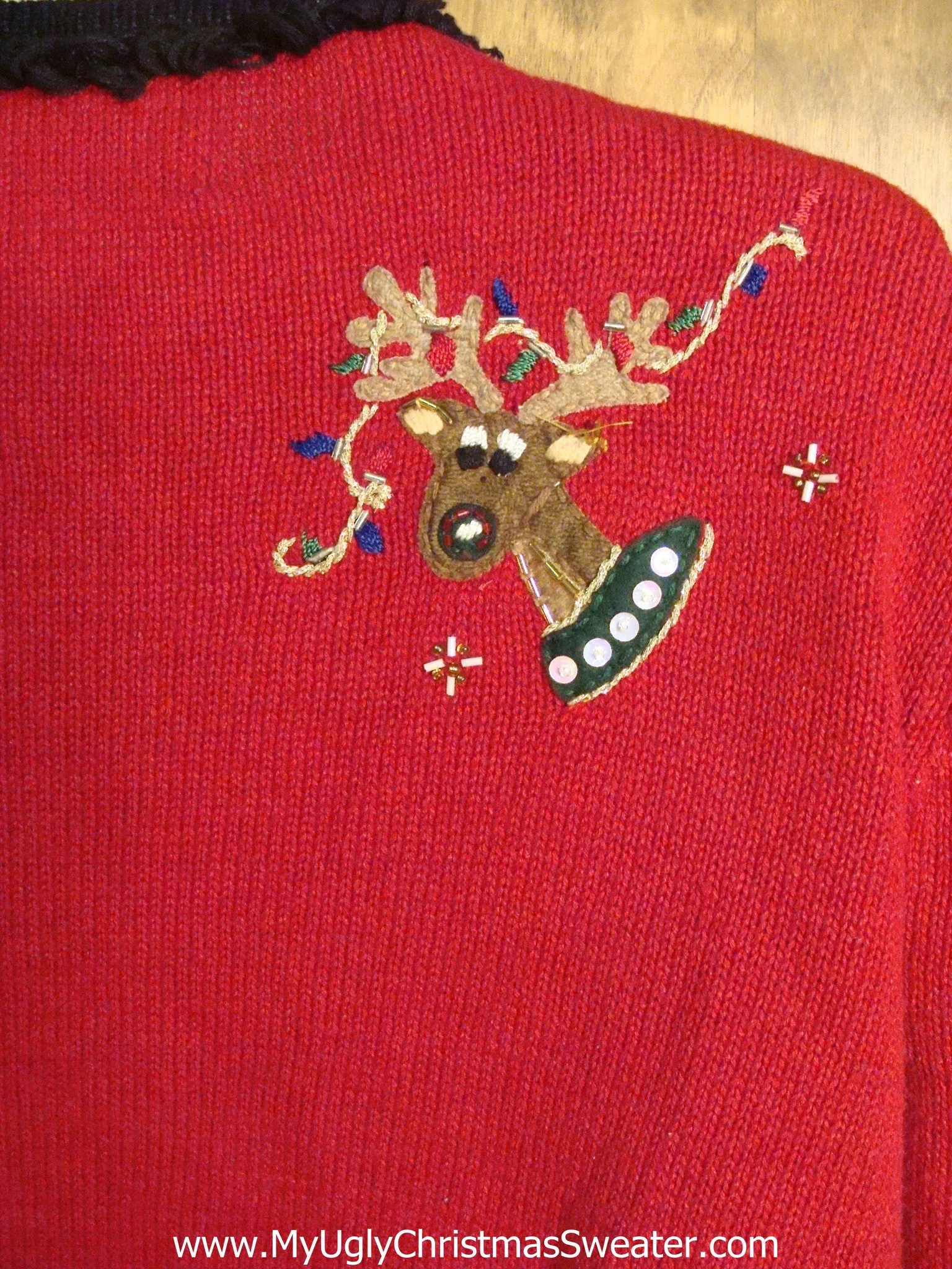 Funny Reindeer Poking Out Ugly Christmas Jumper