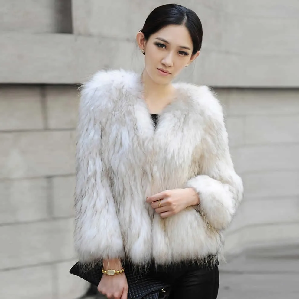 Fur Coat Cheap Knitted Raccoondog Fur Coat Jacket Overcoat Vest Waistcoat Fur Coat Jacket Women FS010402