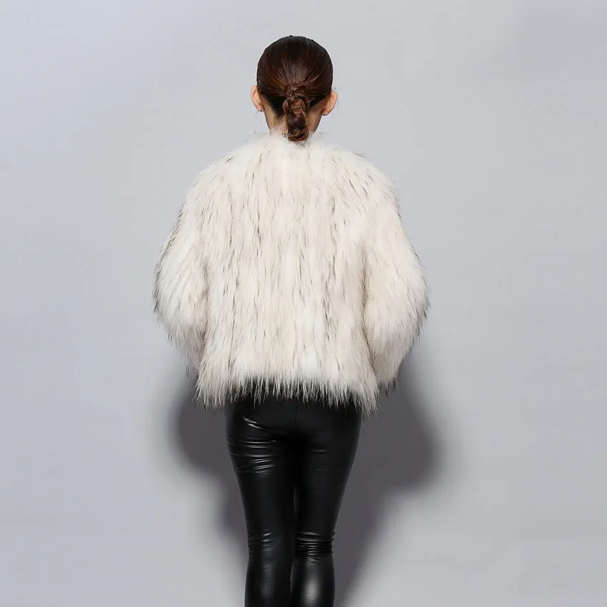 Fur Coat Cheap Knitted Raccoondog Fur Coat Jacket Overcoat Vest Waistcoat Fur Coat Jacket Women FS010402