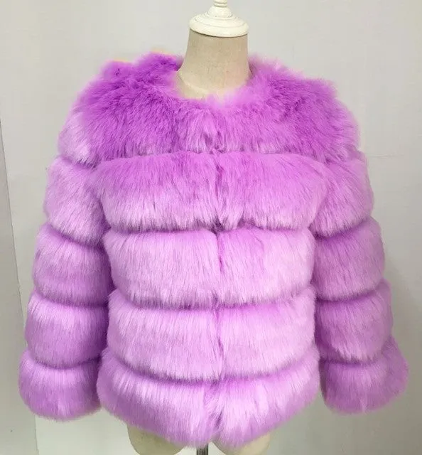 Fur in Faux Fur Coat Women Short Long Sleeve Fur Artificial Fur Coat