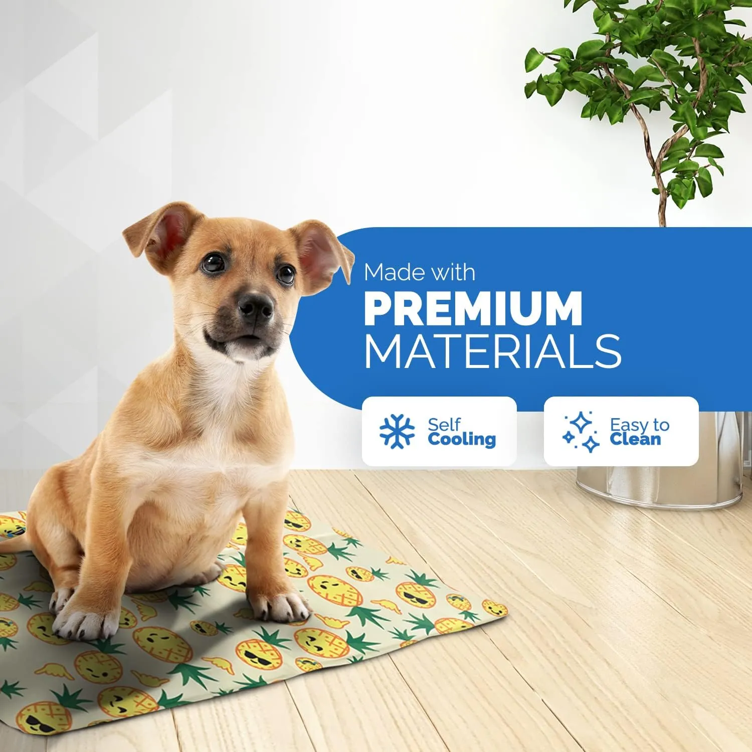 FurDreams Pineapple Pet Cooling Mat – Waterproof Gel Pillow Pad for Dogs and Cats, 75x120cm – Prevent Overheating and Keep Cool During Summer Rest