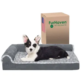 Furhaven Orthopedic Dog Bed Medium Up to 35 Lbs Removable Bolsters Stone Gray