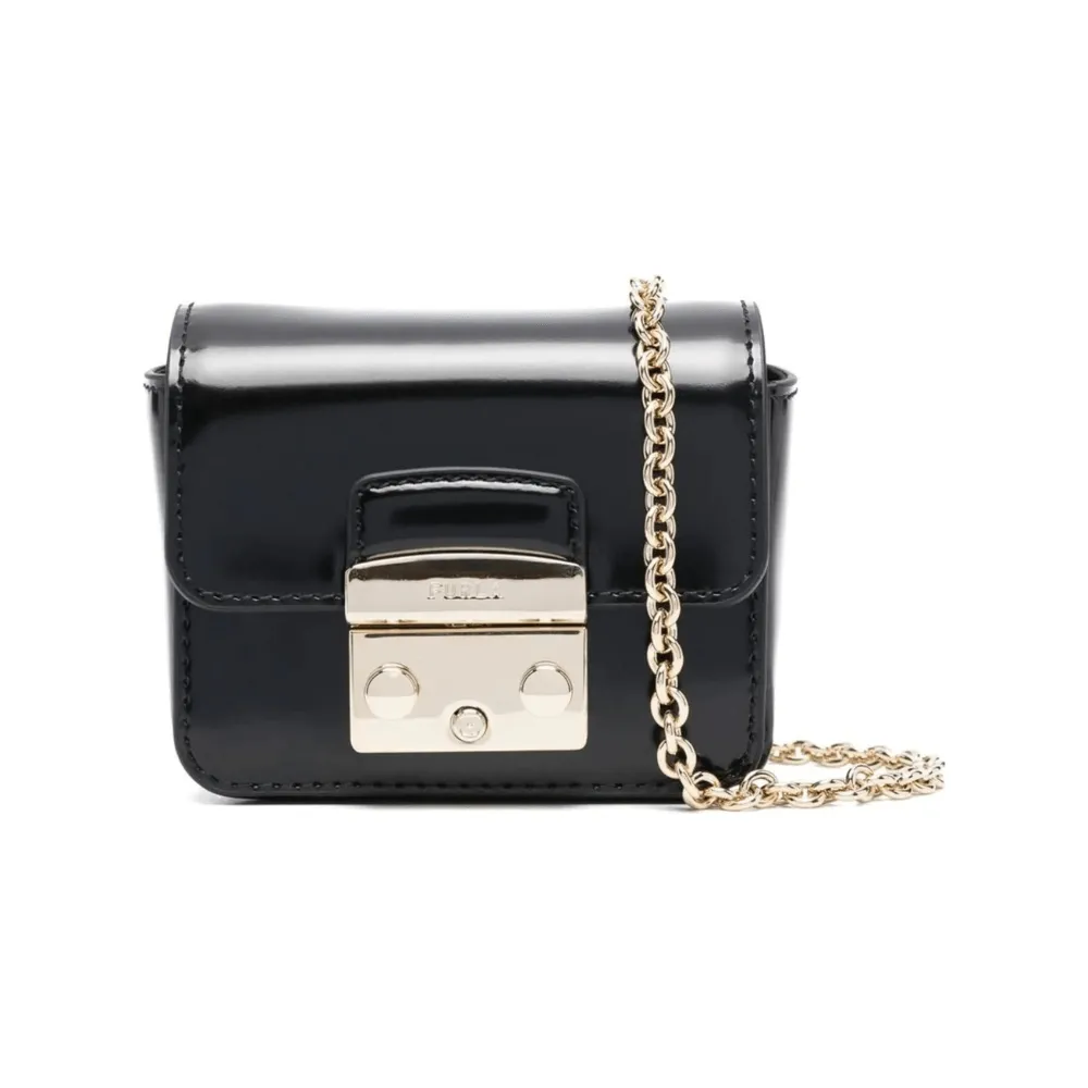 Furla Metropolis Micro Crossbody Bag - Patent Nero Black