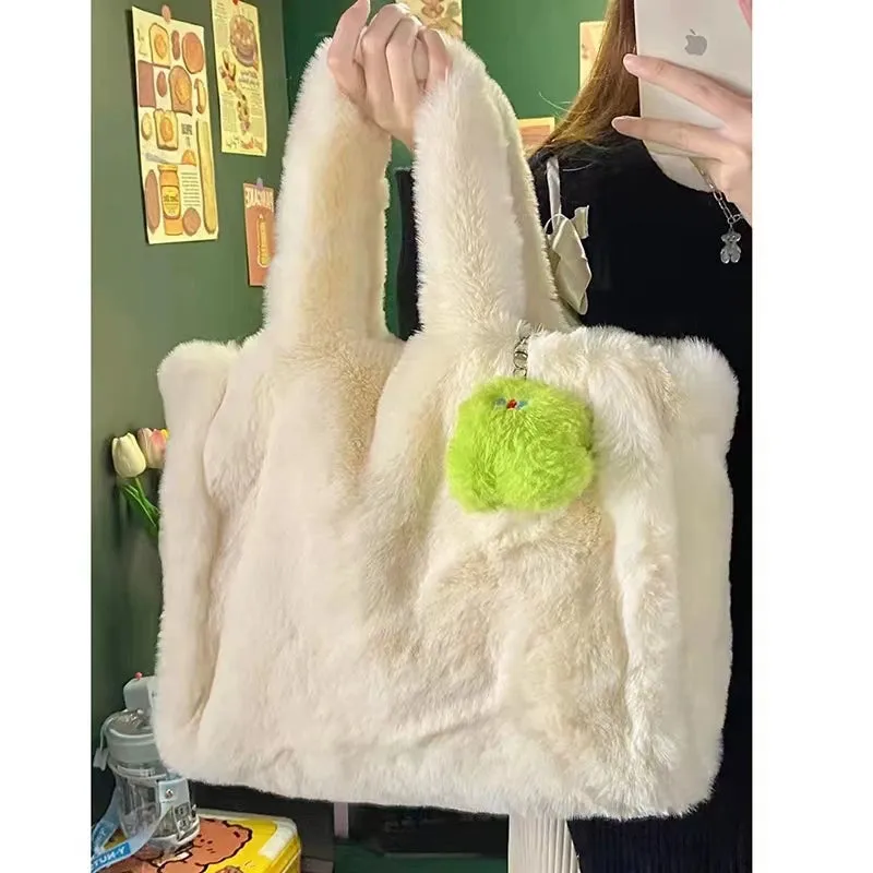 Furry Plush Tote Bag for Women