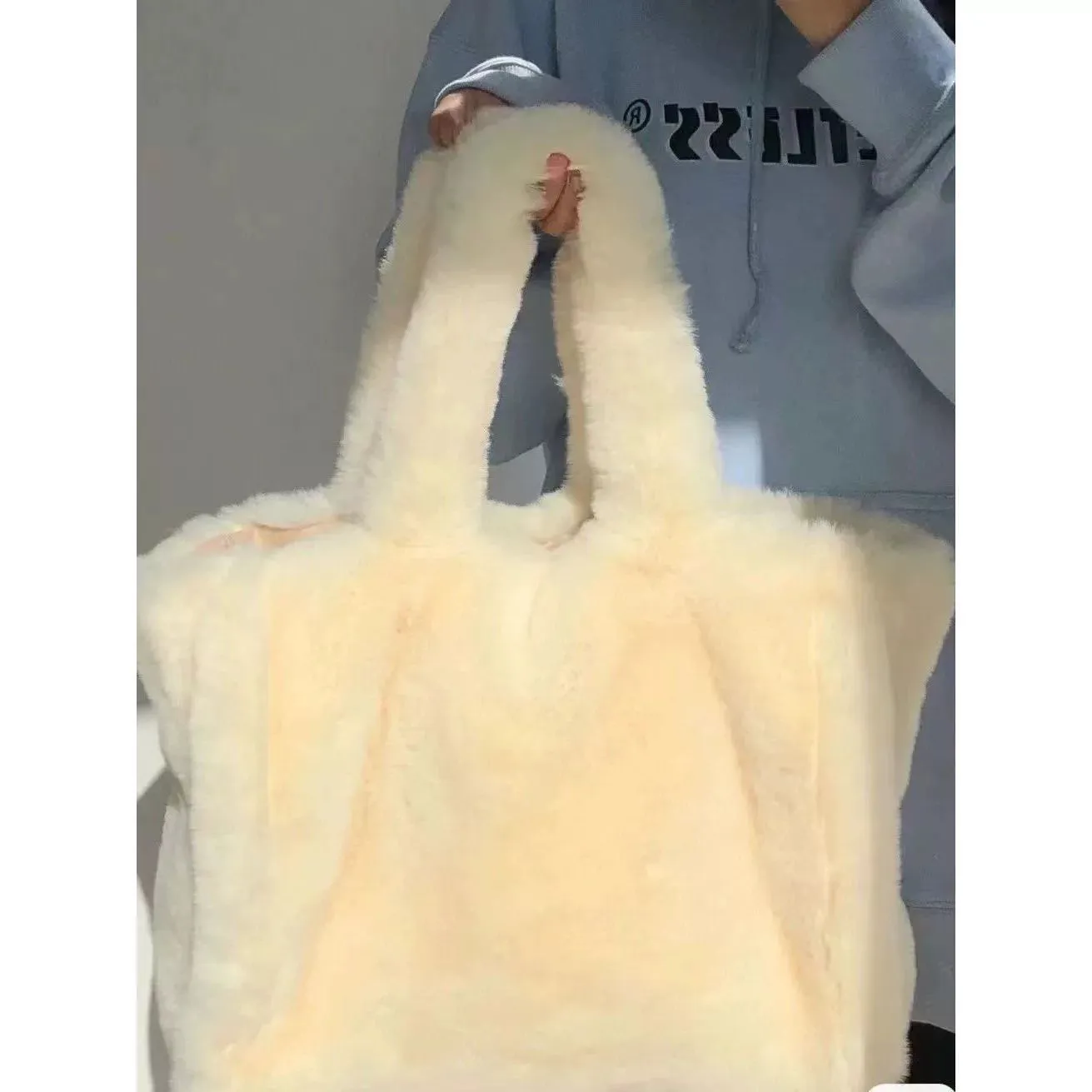 Furry Plush Tote Bag for Women