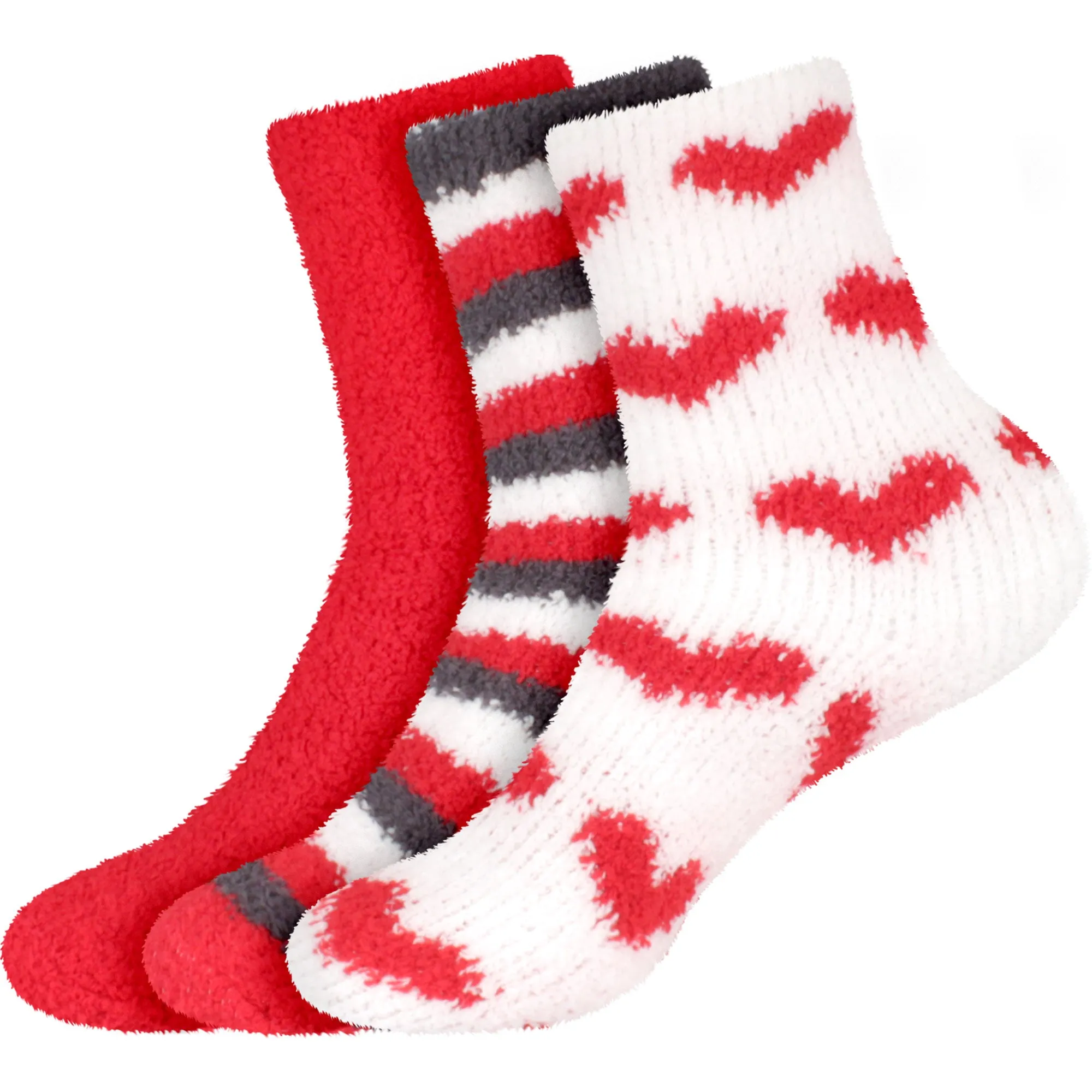 Fuzzy Heart/Stripe/Solid Sock Assortments