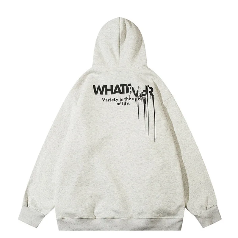 Fuzzy Letter Print Fleece Hooded Sweatshirt