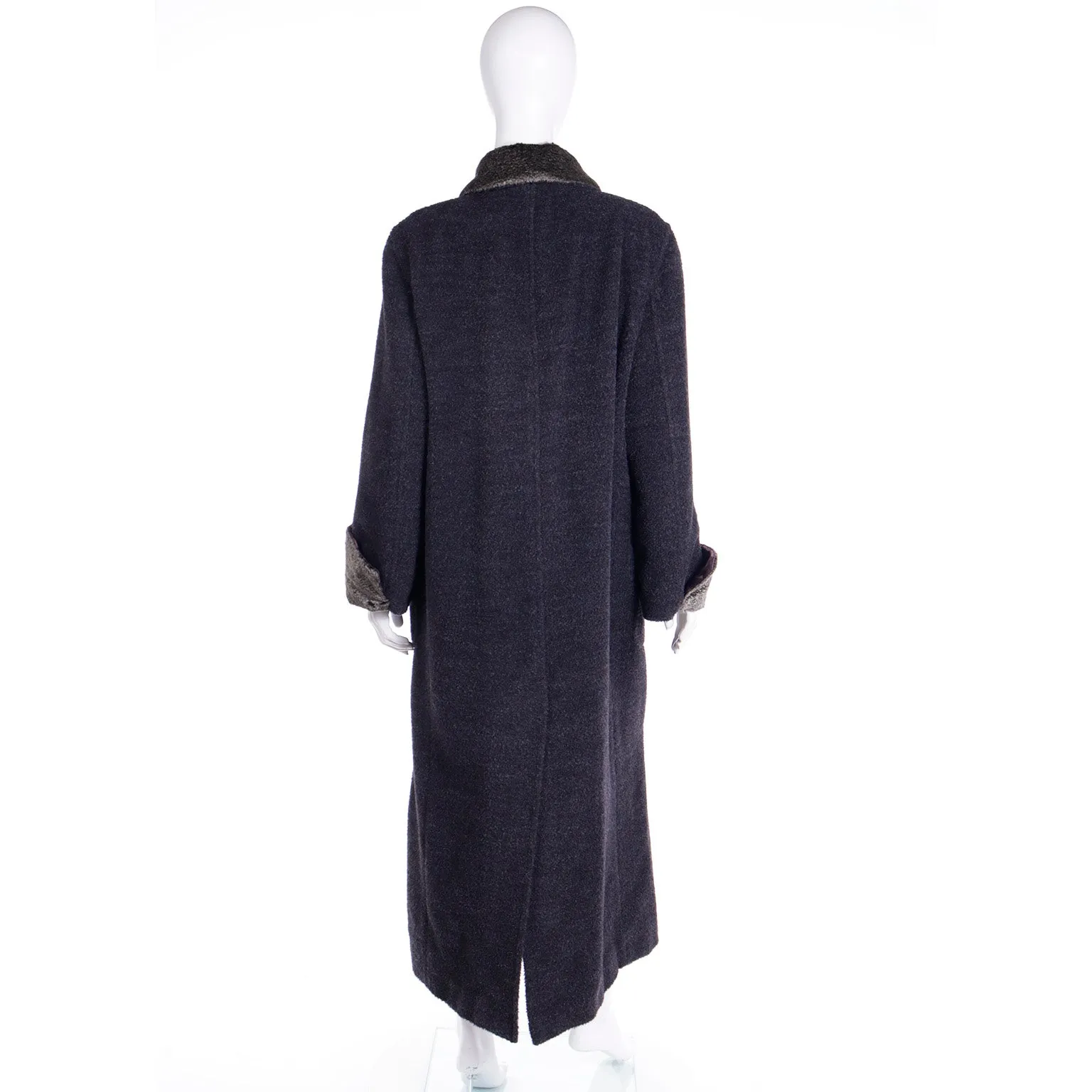 F/W 1994 Isaac Mizrahi Alpaca Coat With Faux Fur Trim