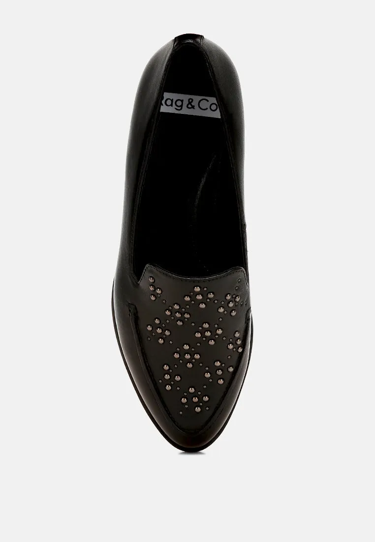 Gabassi Studded Genuine Leather Loafers