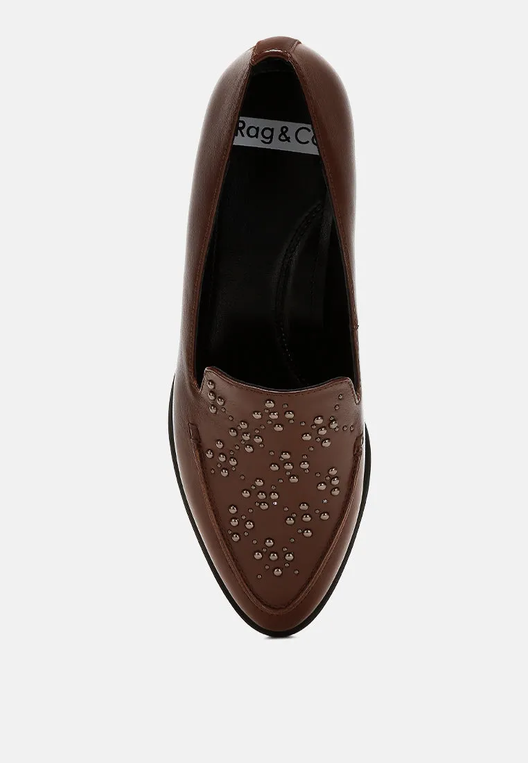 Gabassi Studded Genuine Leather Loafers