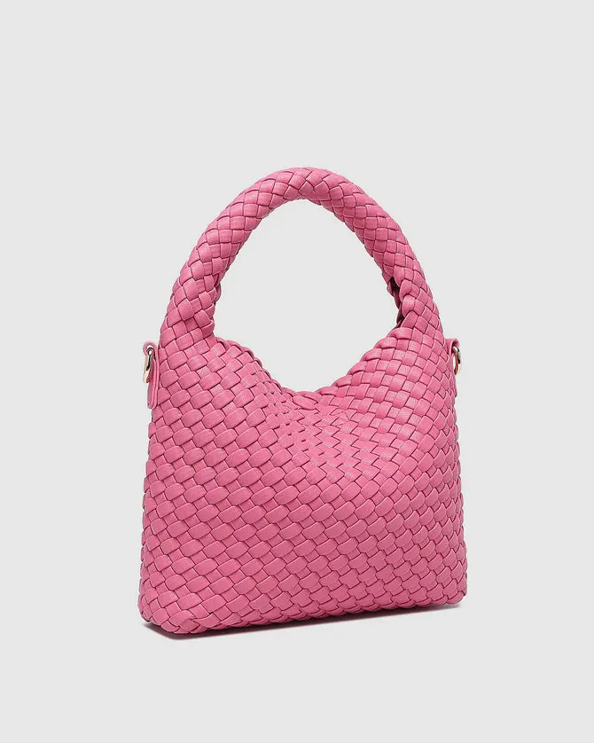 Gabby Mini Woven Shoulder Bag - Bubblegum Pink