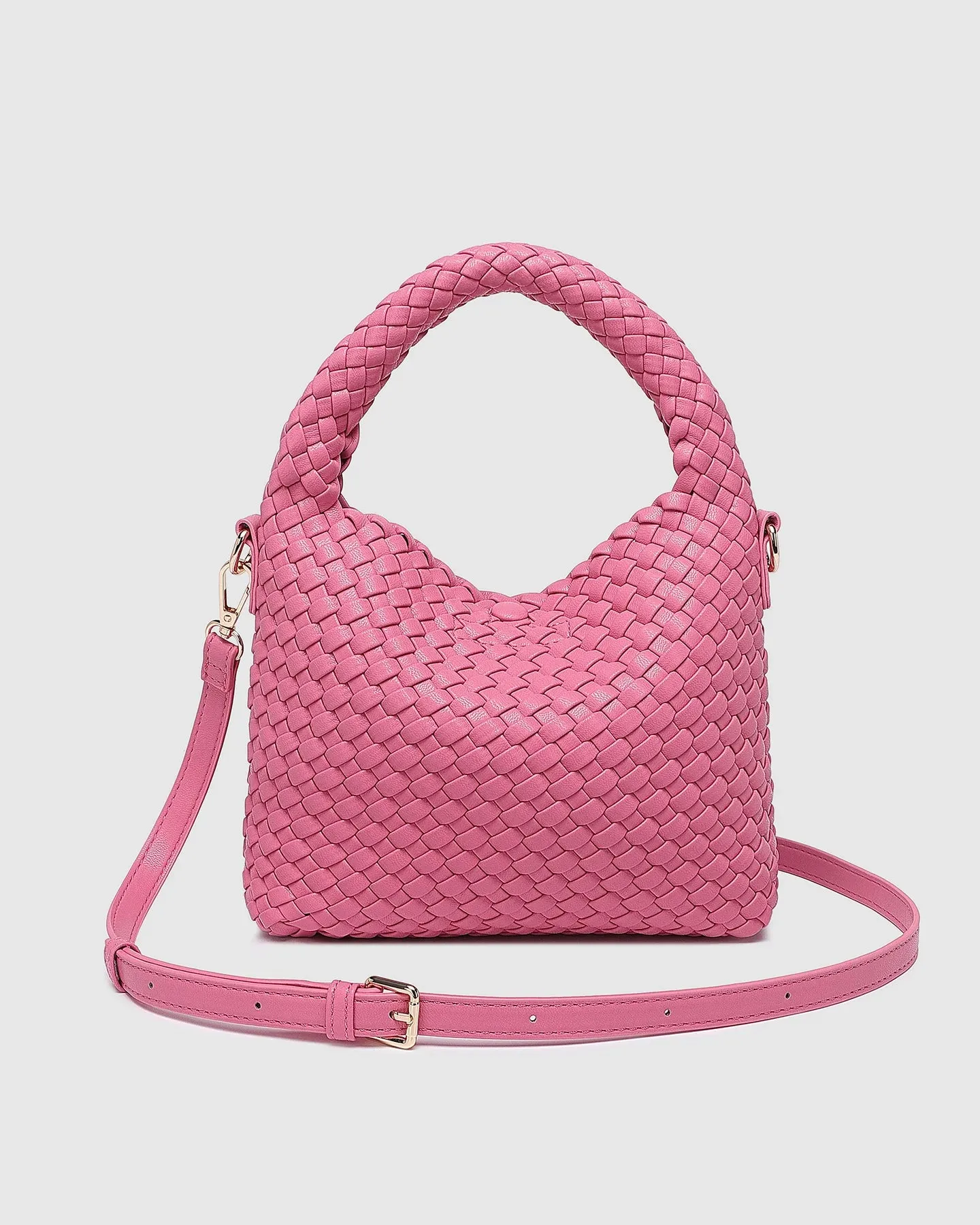 Gabby Mini Woven Shoulder Bag - Bubblegum Pink