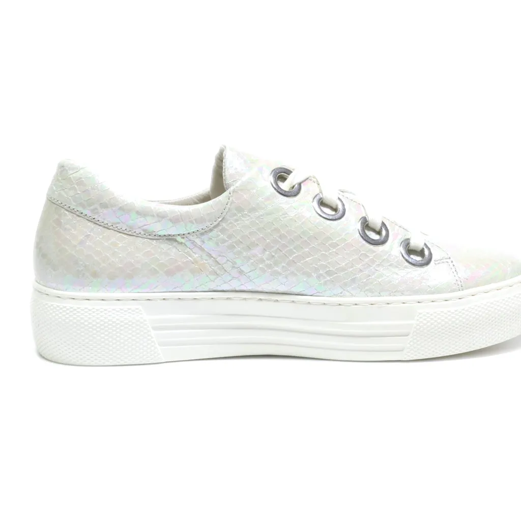 Gabor Low-Top Sneakers Leather Silver Colour For Women