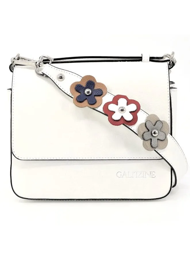 Galitzine Premium Quality Leather Satchel Bag with Adjustable Floral Strap