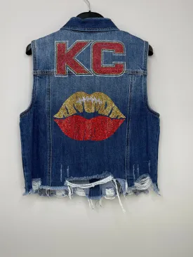 Game Day Vest, Denim, KC Lips