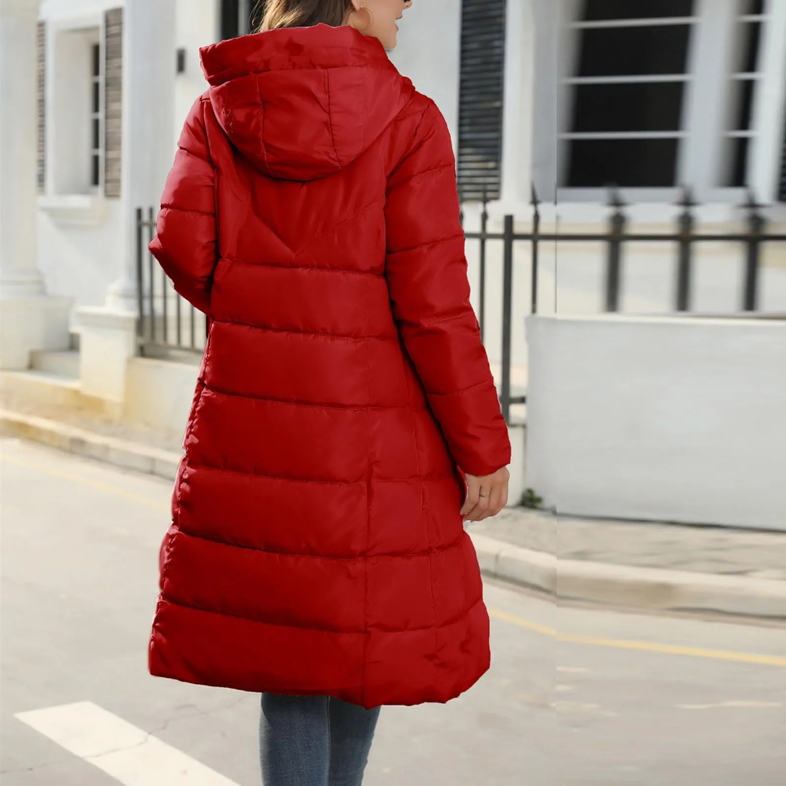 Gamivast Womens Thickened Down Jacket Long Winter Coat With Hood Puffer Coat Light Weight Jacket for Goingout Warm Down