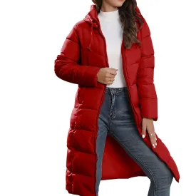 Gamivast Womens Thickened Down Jacket Long Winter Coat With Hood Puffer Coat Light Weight Jacket for Goingout Warm Down