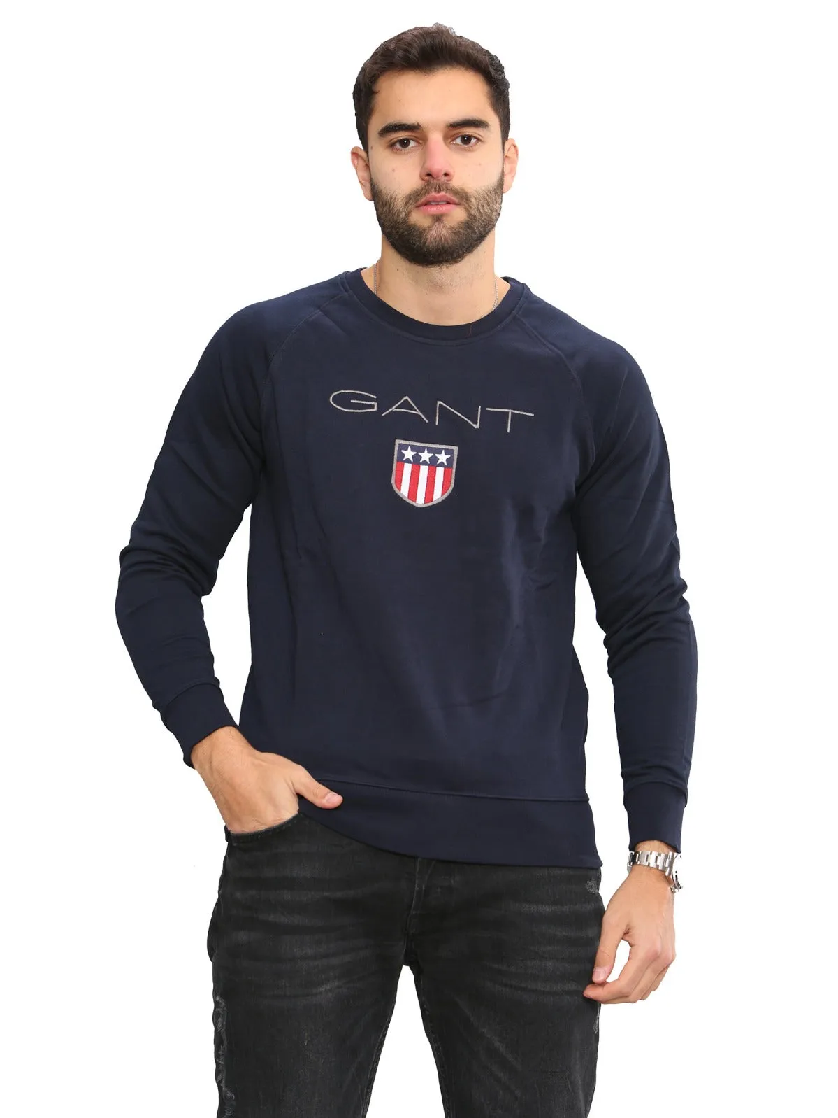 Gant Mens Printed Pullover Shield Sweatshirt