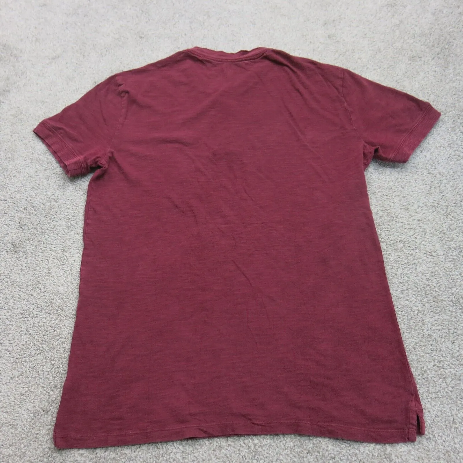 Gap Mens Henley Shirt Regular Fit Short Sleeves Casual Button Maroon Size Small