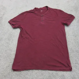 Gap Mens Henley Shirt Regular Fit Short Sleeves Casual Button Maroon Size Small