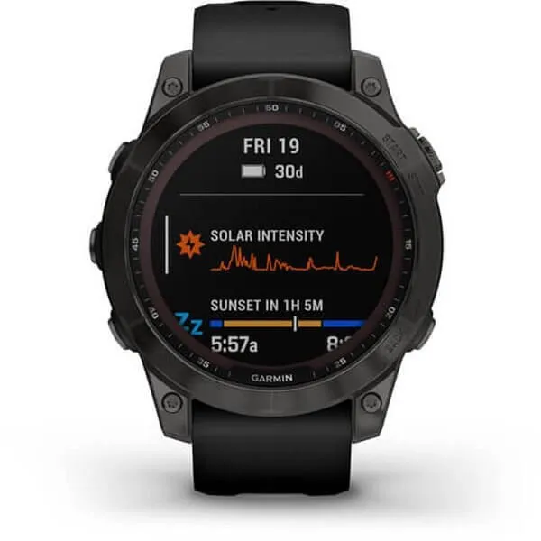 Garmin Fenix 7 Sapphire Solar Smartwatch, Titanium Black DLC with Black Strap