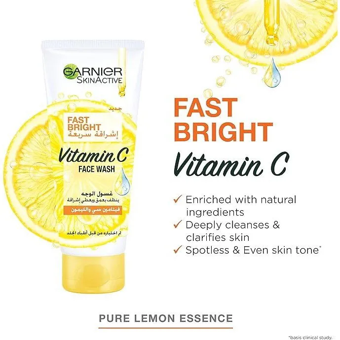 Garnier Skin Active Fast Bright Face Wash With Vitamin C And Lemon - 100ml