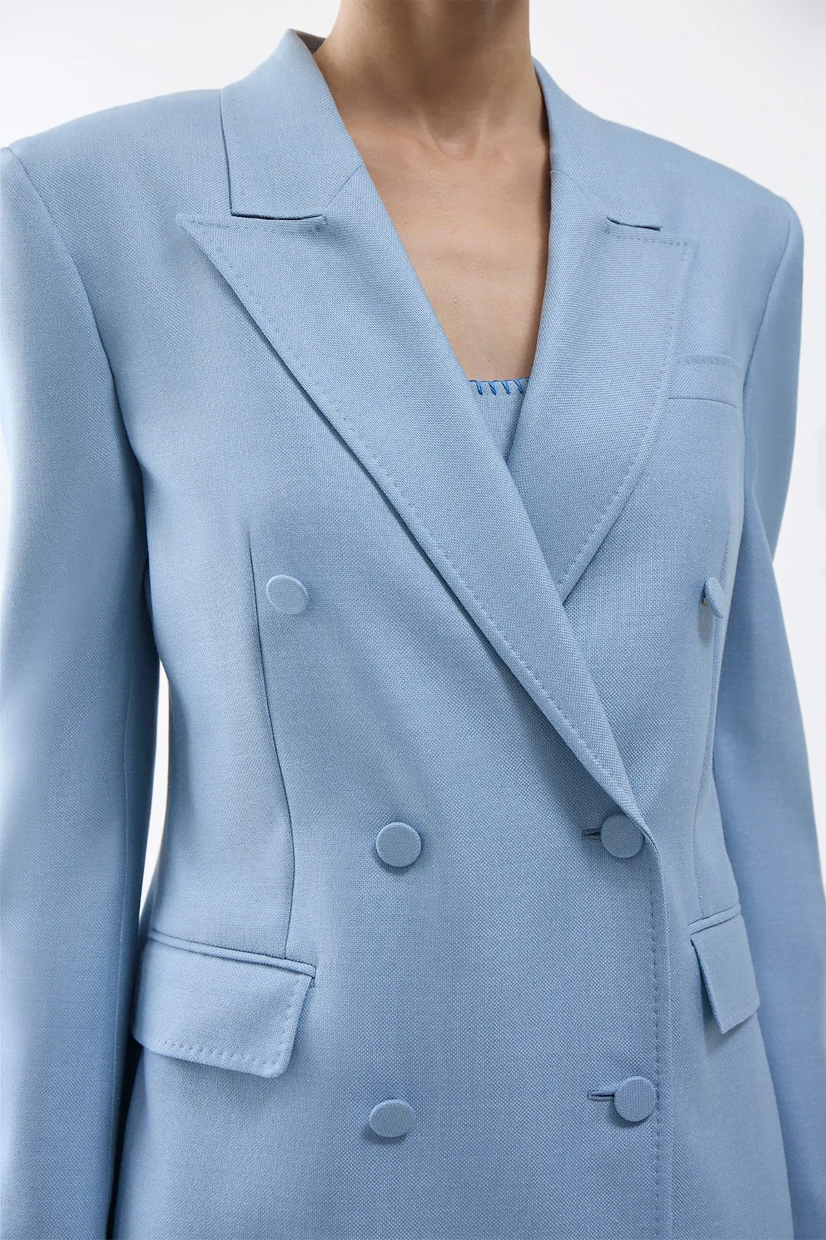 Gavin Blazer in Stone Blue SIlk Virgin Wool