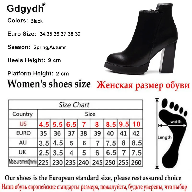 Gdgydh Spring Autumn Martin Boots Women Soft Leather Pointed Toe Black Ladies Ankle Boots High Heels Good Quality Party Shoes