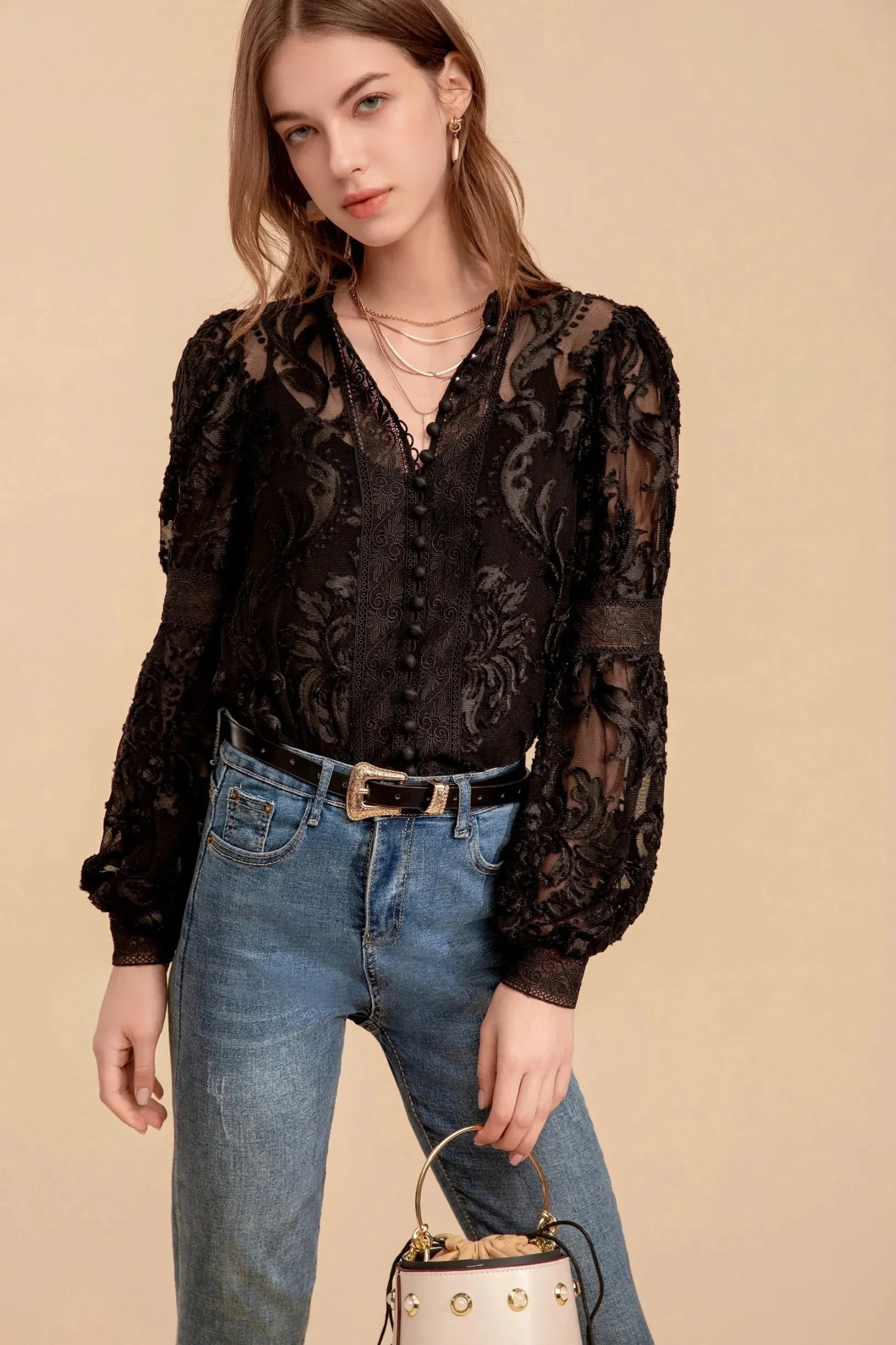 GDS Yvette Button  Blouse  | Black